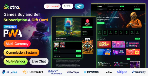 Axtro v2.0 - Games Buy and Sell, Subscription & Gift Card Laravel Script